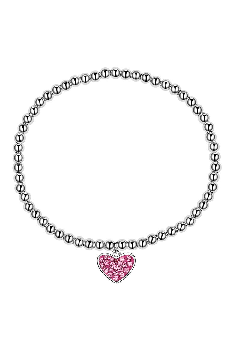 Kids' Crystal Heart Charm Stretch Bracelet, Main, color, PINK