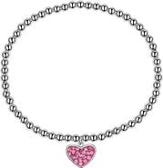 Lily Nily Kids' Crystal Heart Charm Stretch Bracelet