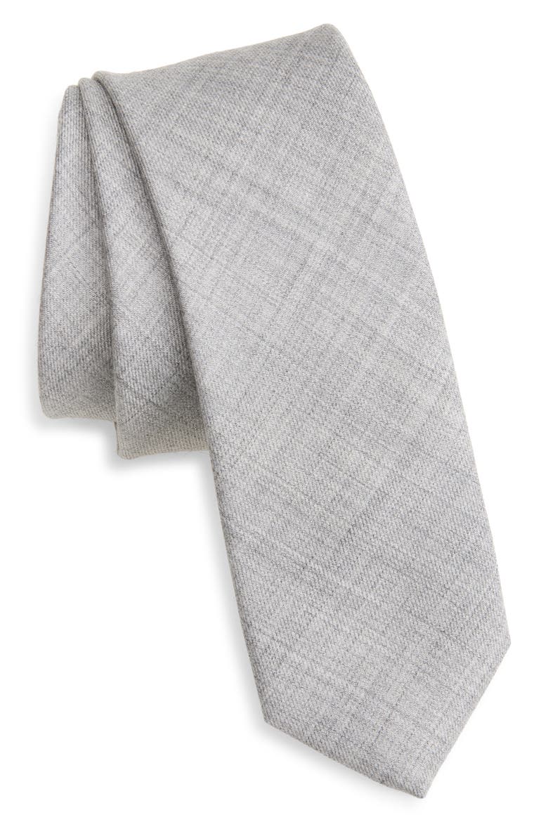Cashmere & Silk Tie, Main, color, LIGH MELANGE GRAY