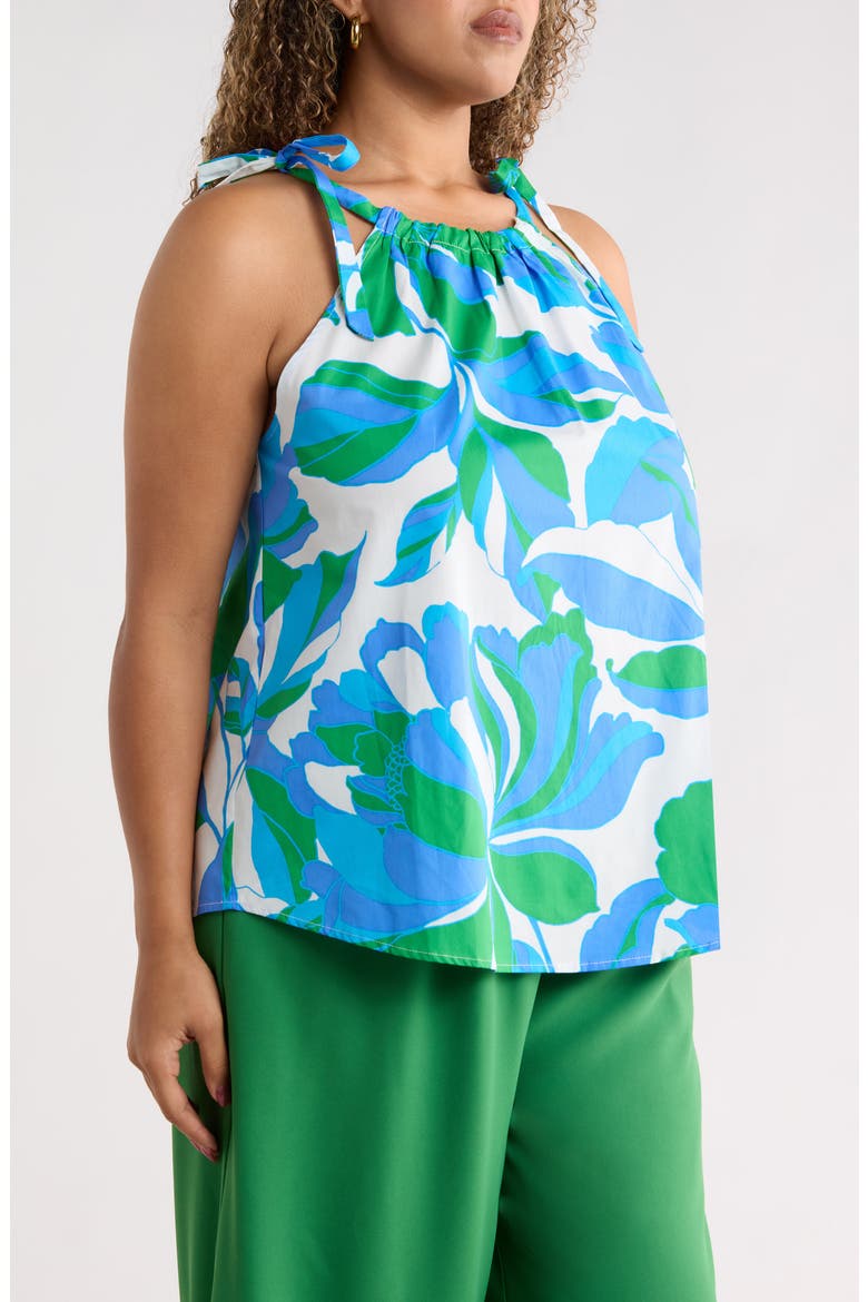 Pansie Floral Marra Top, Alternate, color, WHITE BLUE GREEN
