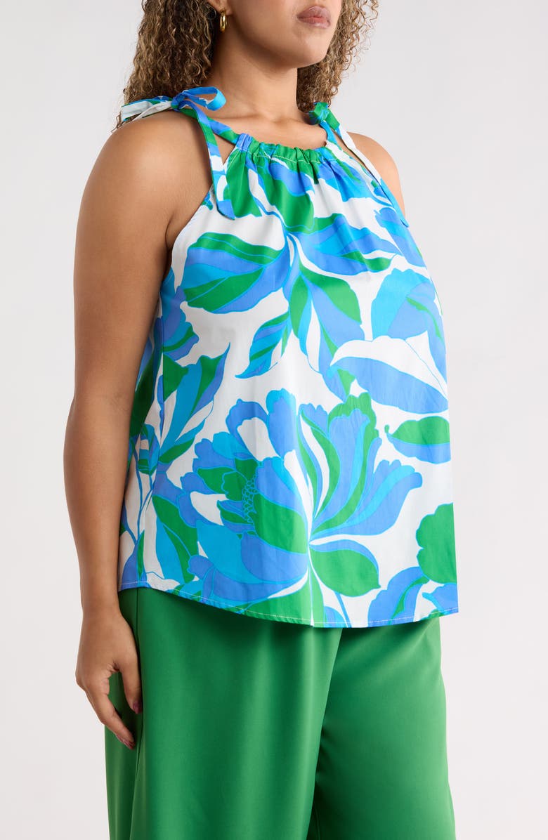SUGARLIPS Pansie Floral Marra Top, Alternate, color, White Blue Green