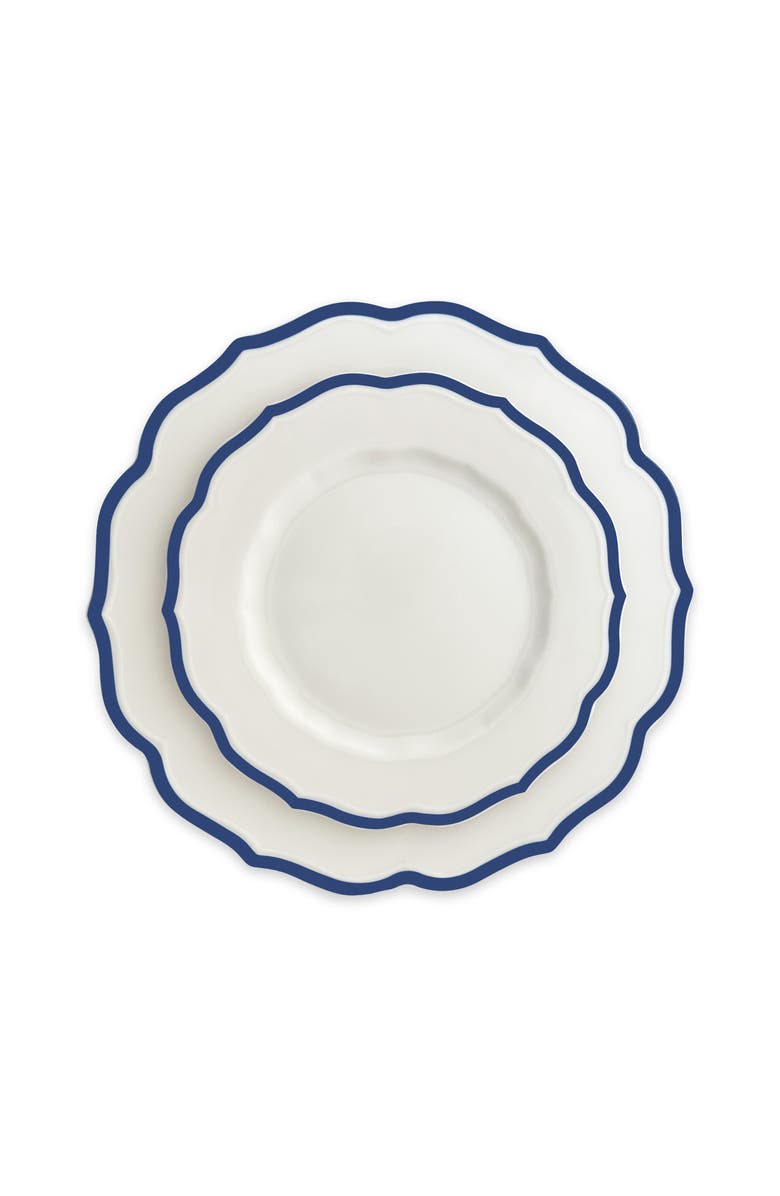 Caskata Stella Blue Scalloped Dinner Plate  - Porcelain - Set 4, Alternate, color, Blue