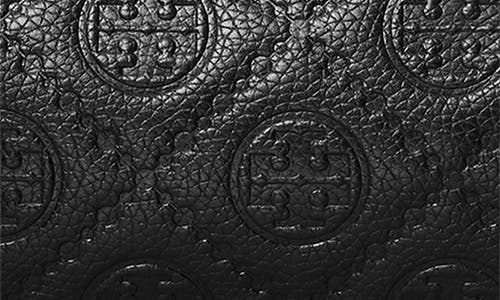 Tory Burch T Monogram Pebble Leather Cylinder Shoulder Bag In Black
