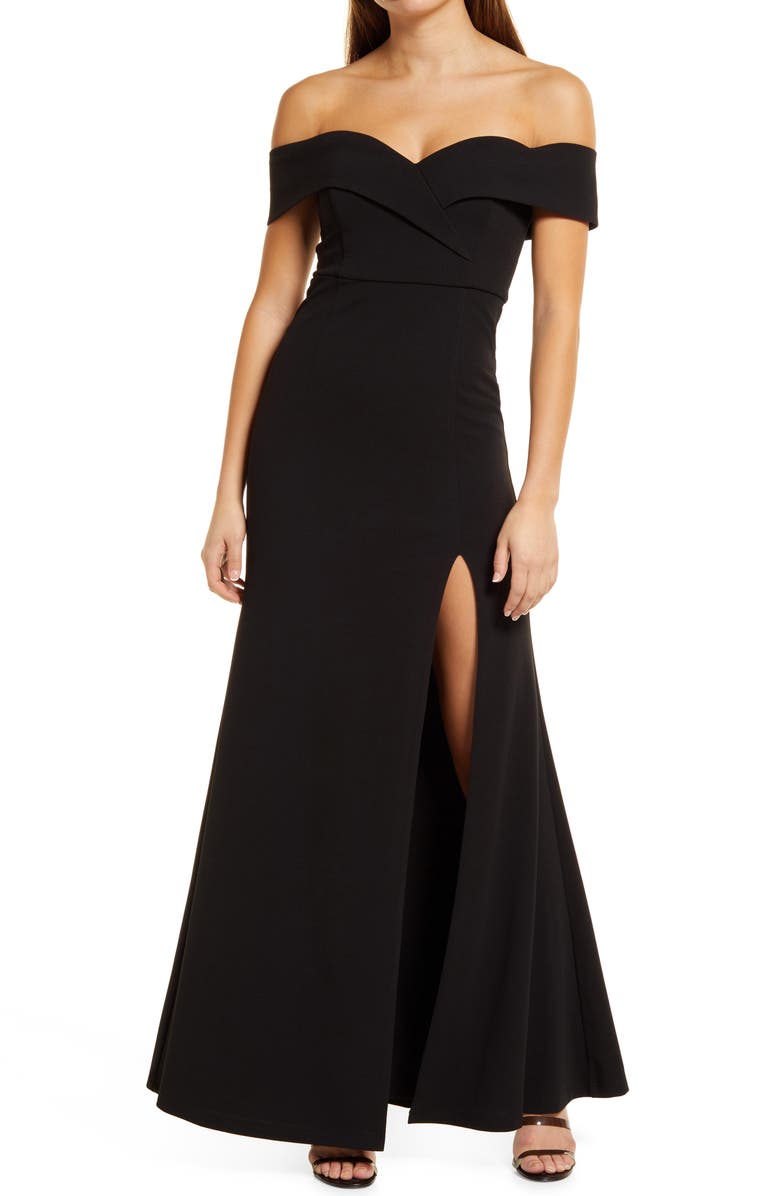 Lulus Song of Love Off the Shoulder Knit Gown, Main, color,