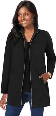 Jessica London Stretch Cotton Zip Front Hi-Low Jacket