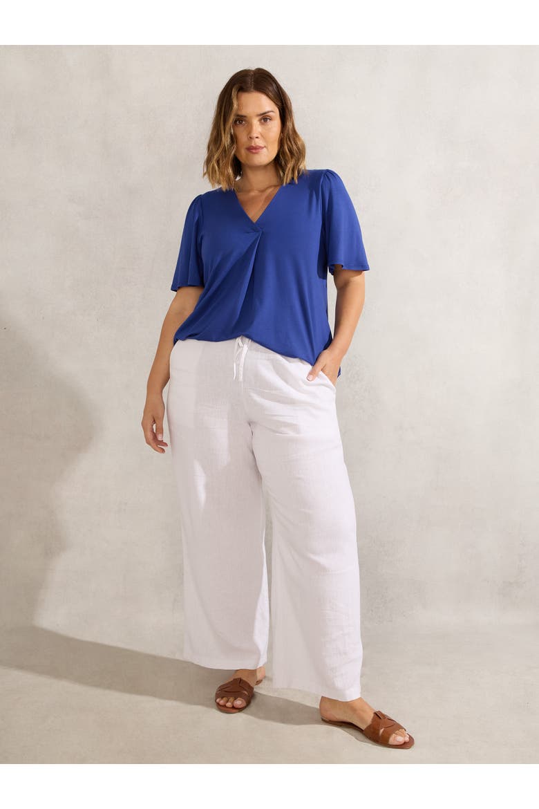 Jersey Flutter Sleeve V-Neck T-Shirt, Alternate, color, Blue