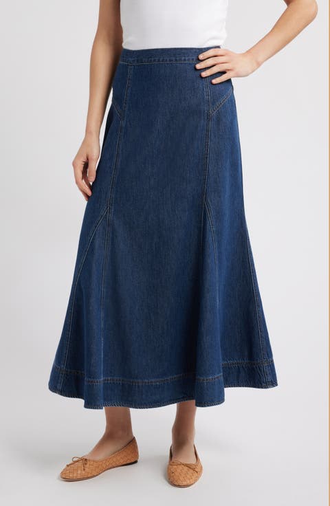 Green Midi Wool Skirt Women 4738