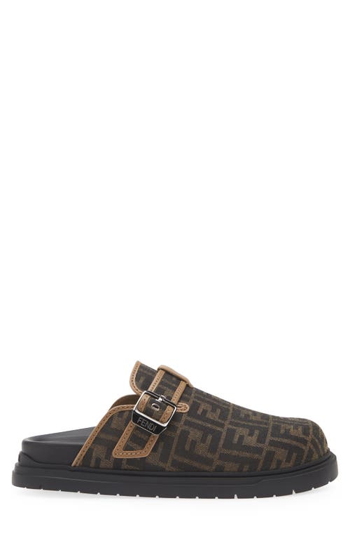 Shop Fendi Feel Ff Logo Clog In Tabacco Nero.sand