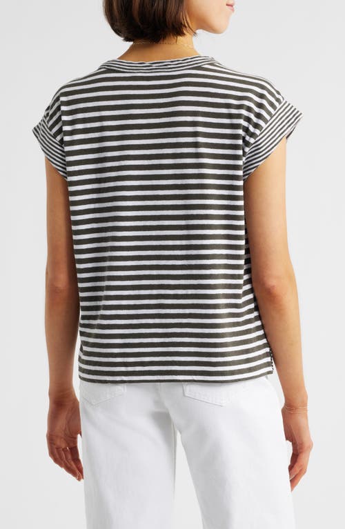 Madewell Stripe Boxy Cotton & Linen Muscle T-shirt In Dark Suplus Stripe