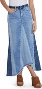 Wash Lab Denim Patchwork Denim Maxi Skirt