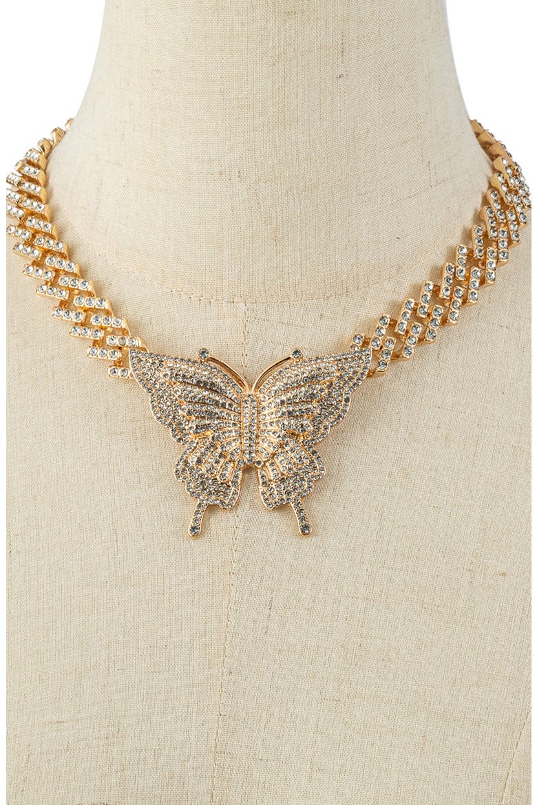 Ciana Butterfly Cuban Necklace, Alternate, color, GOLD
