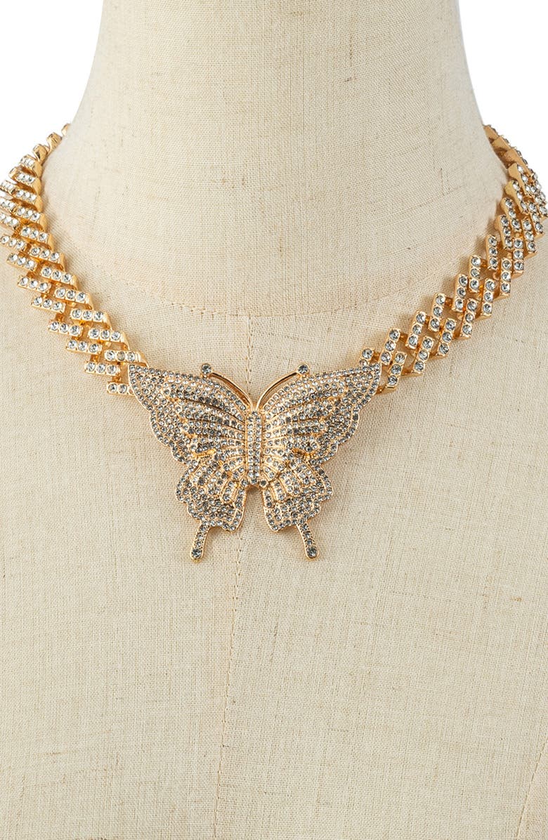 EYE CANDY LOS ANGELES Ciana Butterfly Cuban Necklace, Alternate, color, Gold