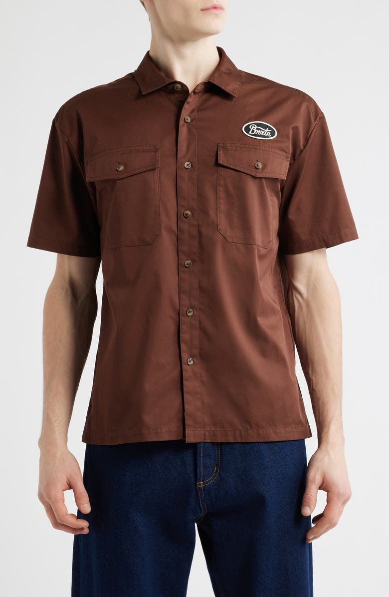 Brixton Builders Olson Button-Up Shirt, Main, color, Chocolate