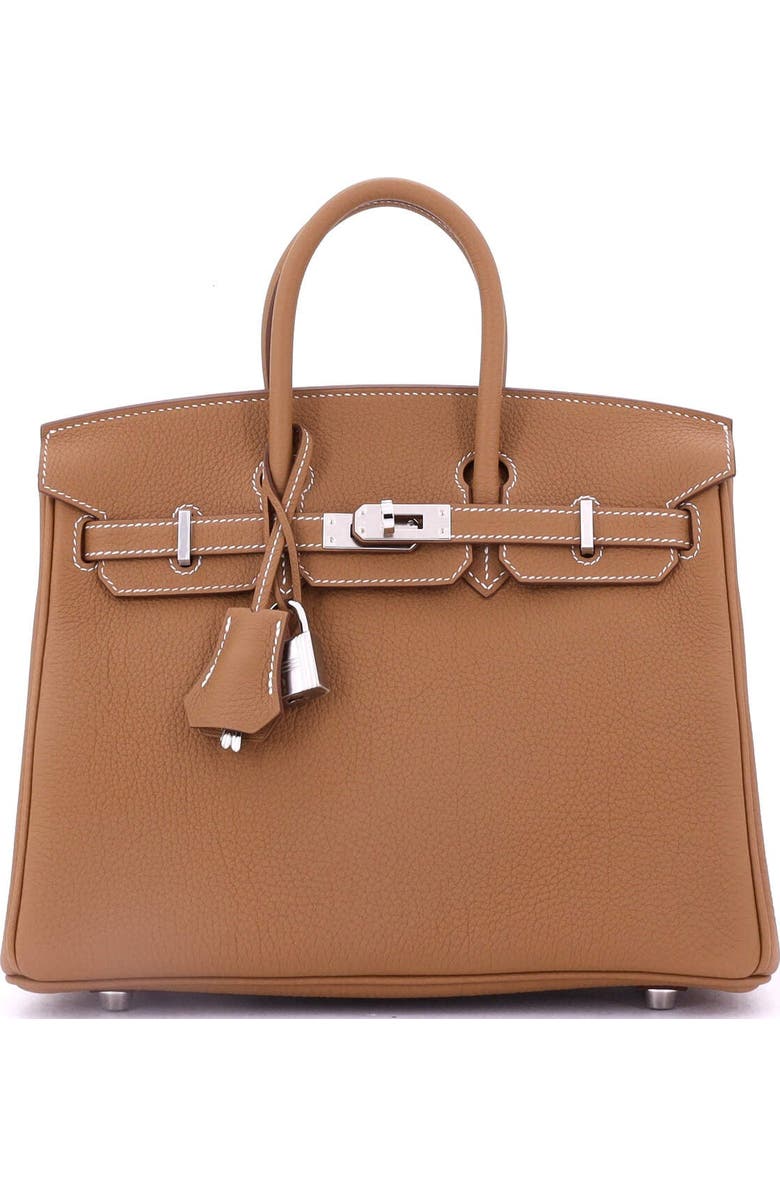 Pre-Owned Hermes Birkin Handbag Brown Togo with Palladium Hardware 25, Main, color,