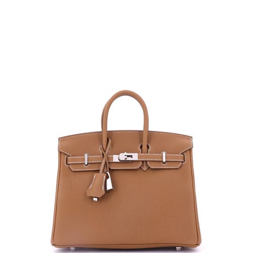 Pre-owned Hermes  Hermes Birkin Handbag Brown Togo With Palladium Hardware 25 In Gold