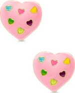 Lily Nily Kids' Puff Heart Enamel Stud Earrings