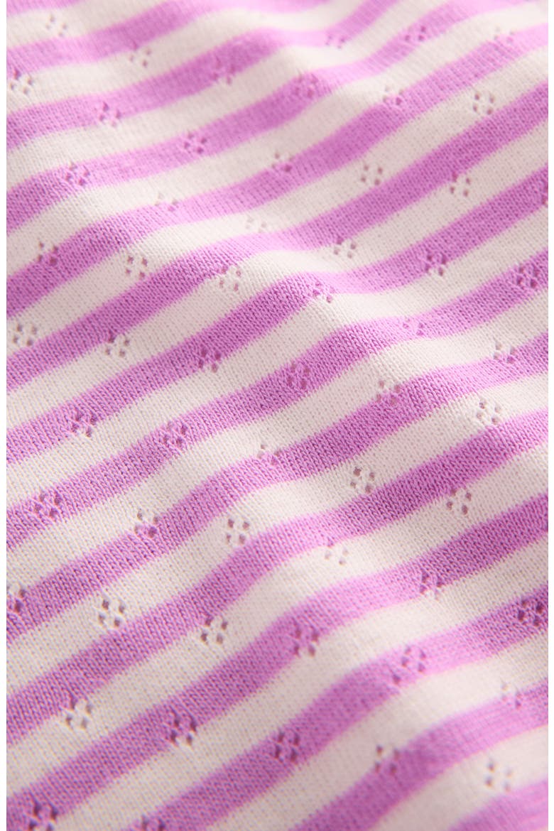 Kids' Pointelle Striped T-Shirt, Alternate, color, LILAC PURPLE/ IVORY
