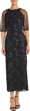Maggy London Sequin Floral Cocktail Sheath Dress