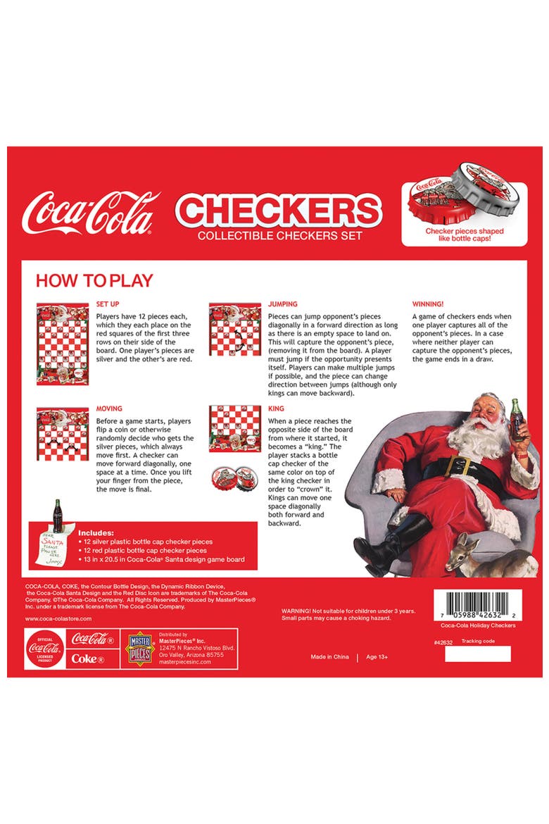 Coca-Cola Holiday Checkers Board Game, Alternate, color, Multicolor