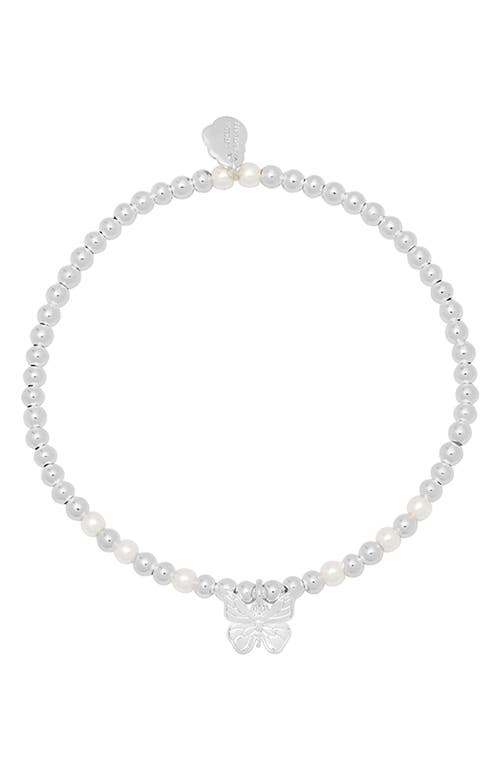 Estella Bartlett Butterfly & Faux Pearl Stretch Bracelet In White