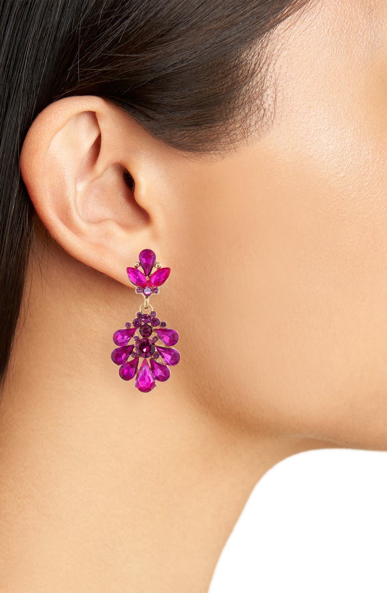 Cara Abstract Floral Drop Earrings, Alternate, color, Fuchsia