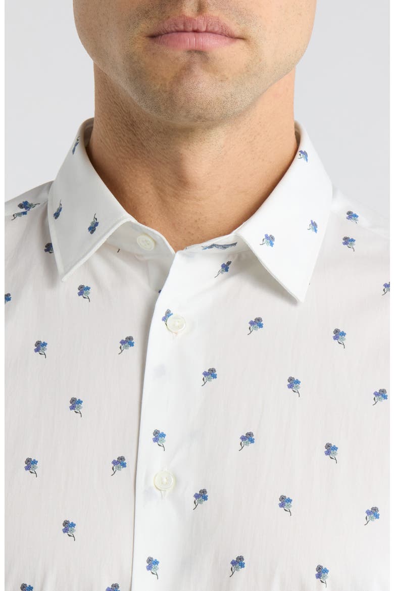 Tailored Fit Floral Organic Cotton Dress Shirt, Alternate, color, WHITE