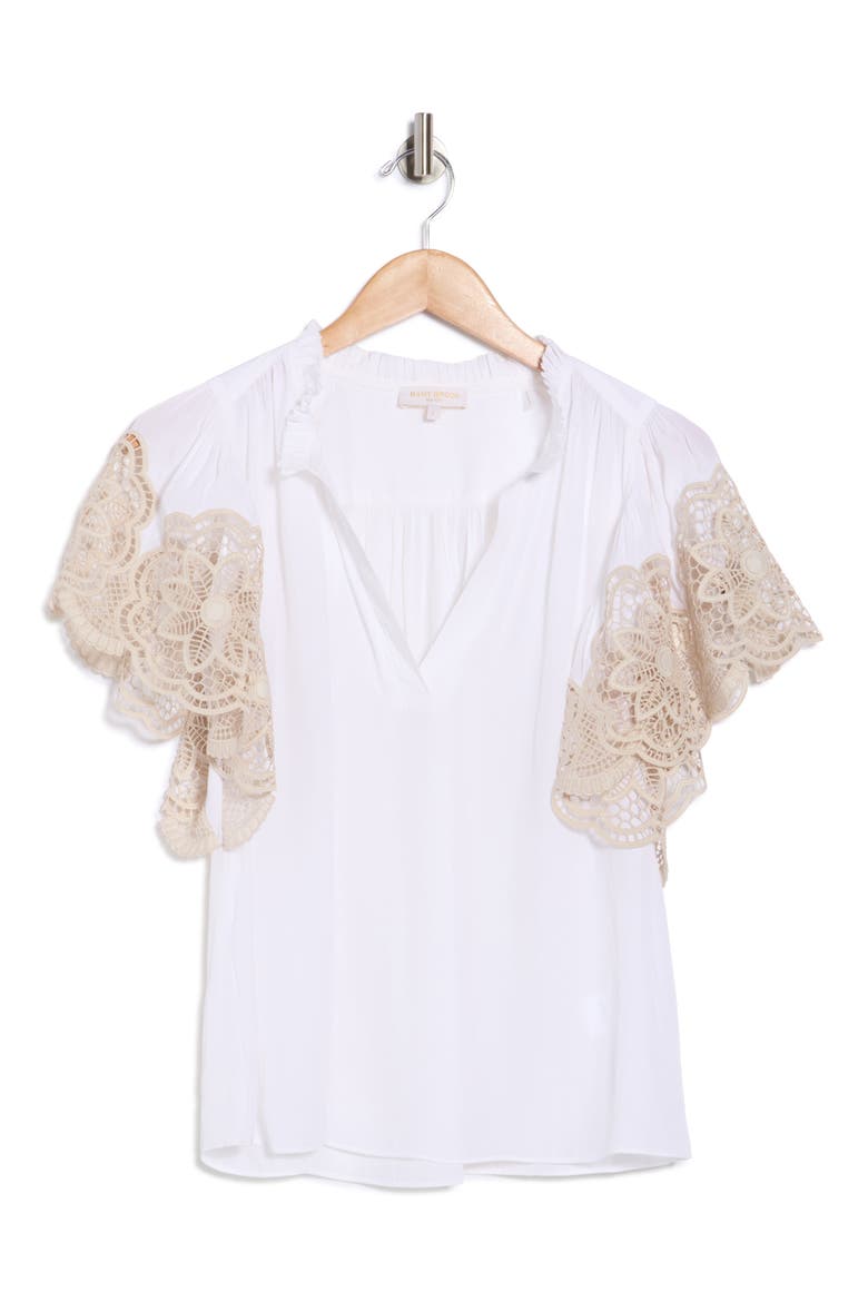 Esti Embroidered Sleeve Top, Alternate, color, IVORY