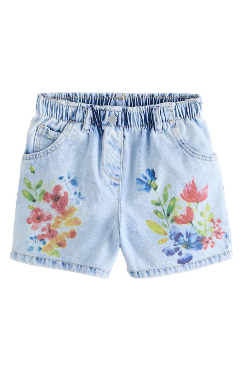 NEXT Kids' Floral Denim Shorts, Main, color, Blue