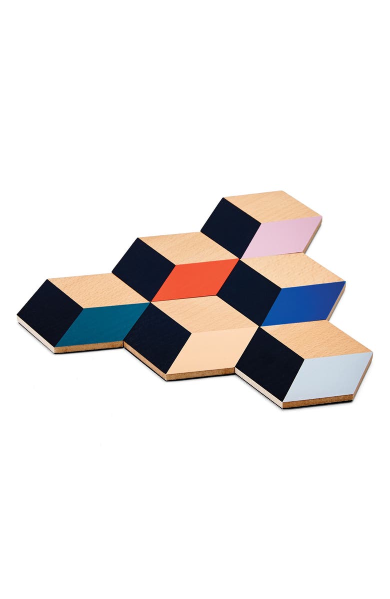 Areaware 'Table Tiles' Coasters, Alternate, color, Black Multi