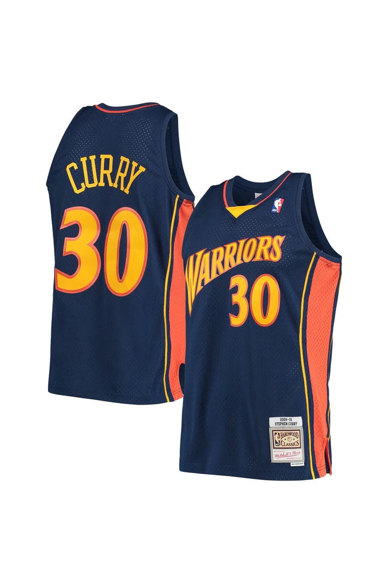 Men's Mitchell & Ness Stephen Curry Navy Golden State Warriors Hardwood Classics Swingman Jersey, Alternate, color, Navy