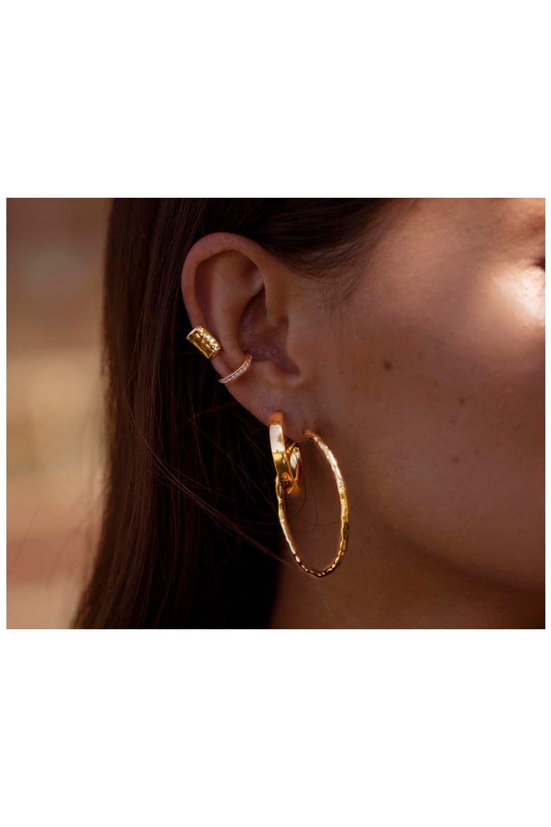 Siren Muse Wave Small Hoop Earrings, Alternate, color, YELLOW GOLD