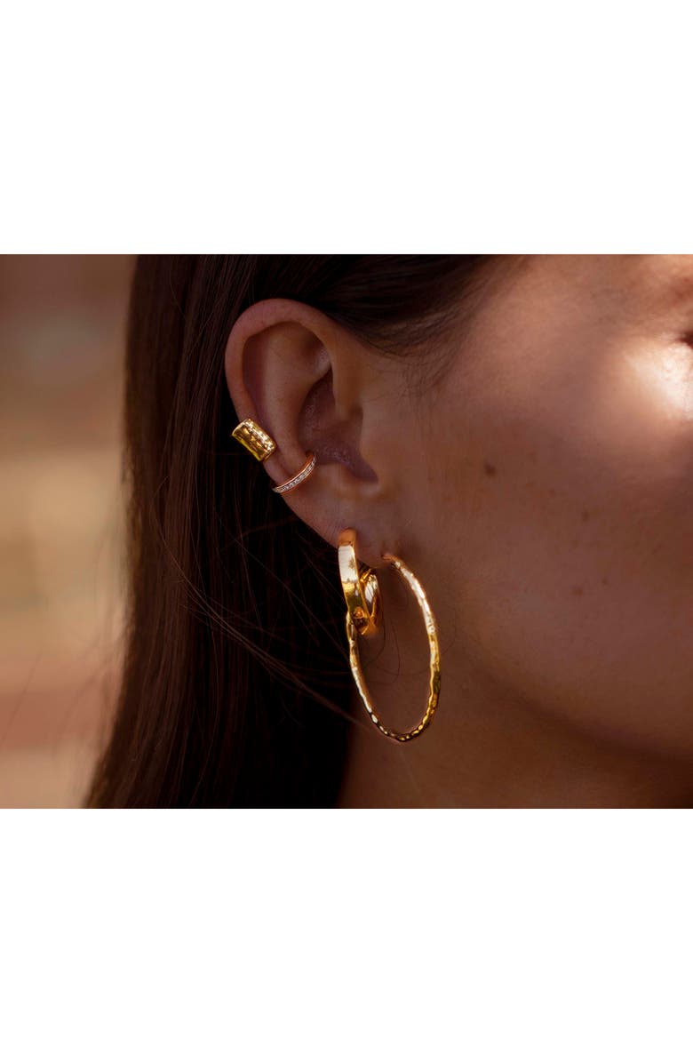 Monica Vinader Siren Muse Wave Small Hoop Earrings, Alternate, color, Yellow Gold