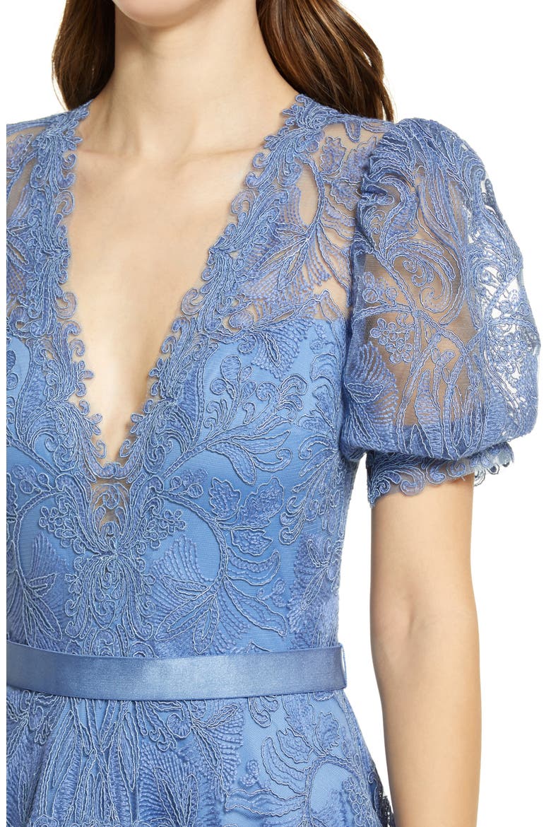 Embroidered Lace Tiered Midi Dress, Alternate, color, POWDER BLUE