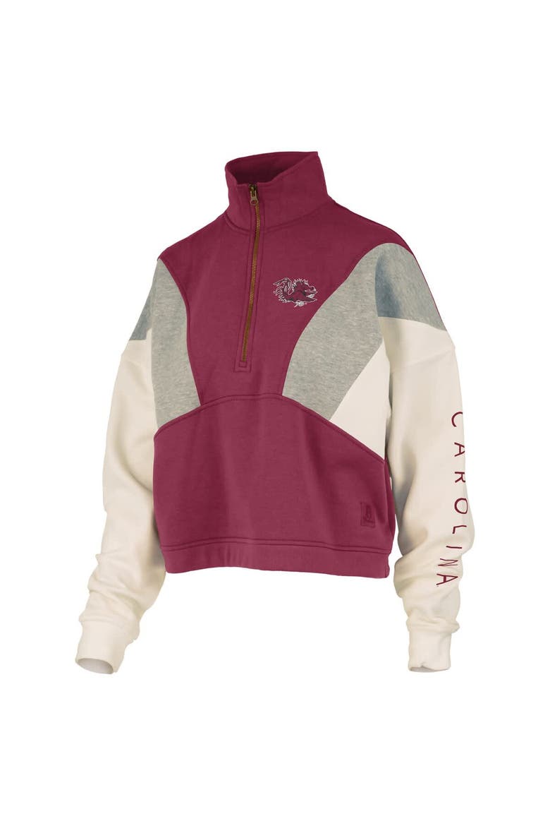 Women's Pressbox  Garnet South Carolina Gamecocks Ferrara Color Block Quarter-Zip Sweatshirt, Alternate, color, Garnet