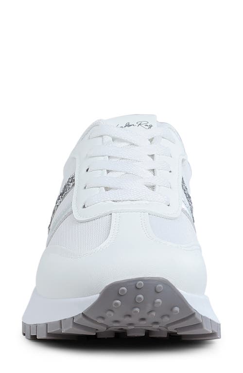 London Rag Tapers Glitter Sneaker In White Silver