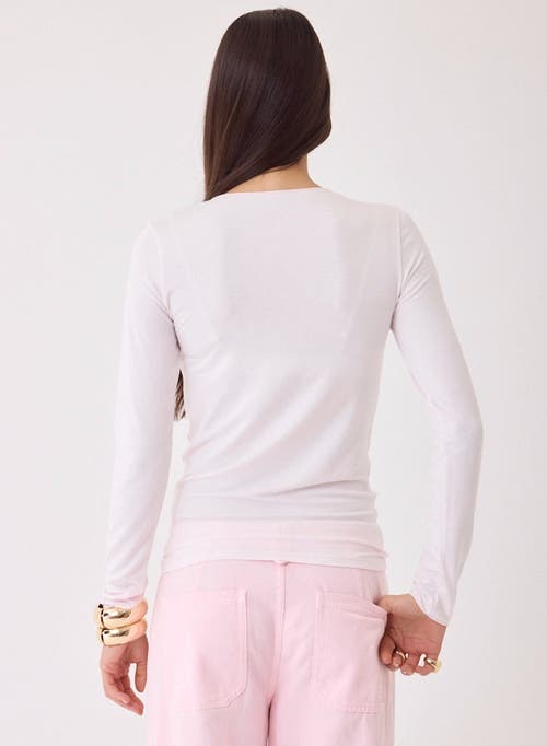 Majestic Filatures Soft Touch Long Sleeve Merrow Edge Boatneck T-shirt In White
