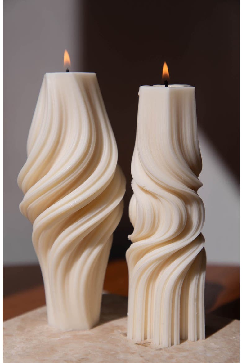 Swirl Pillar Candle, Alternate, color, IVORY