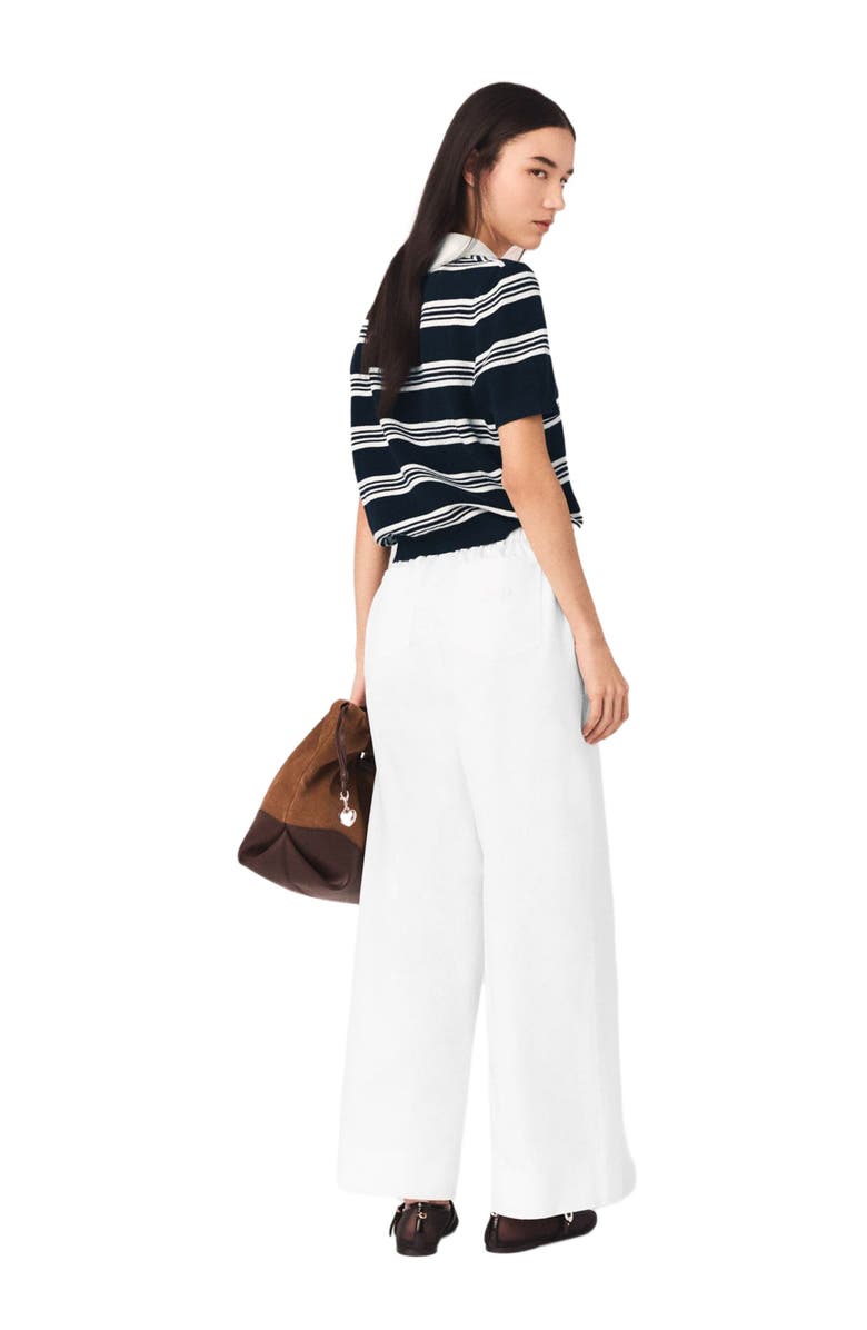 maje Wide-leg cotton trousers, Alternate, color, White