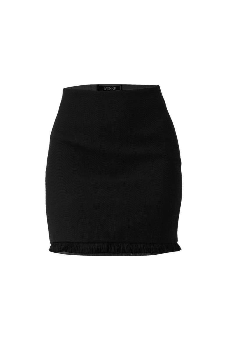 Short Skirt with Fringe Details, Alternate, color, Black