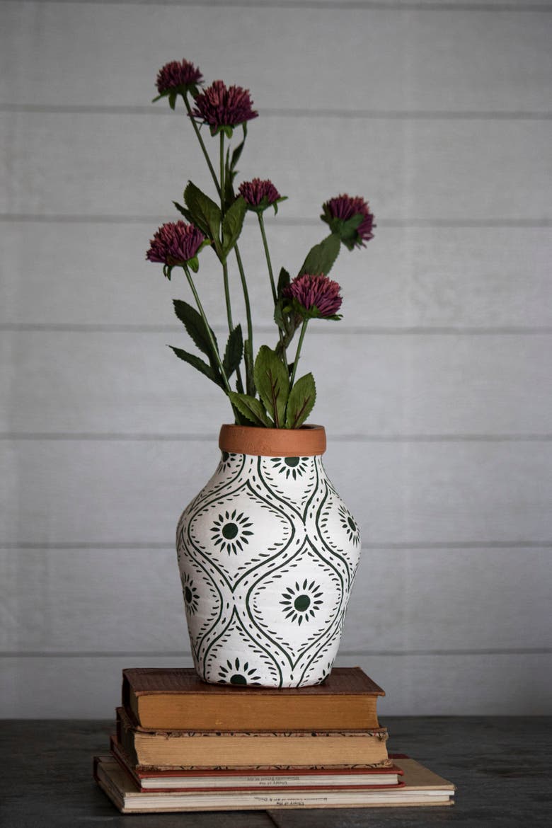 Natural Handpainted Terracotta Vase, Alternate, color, Brown