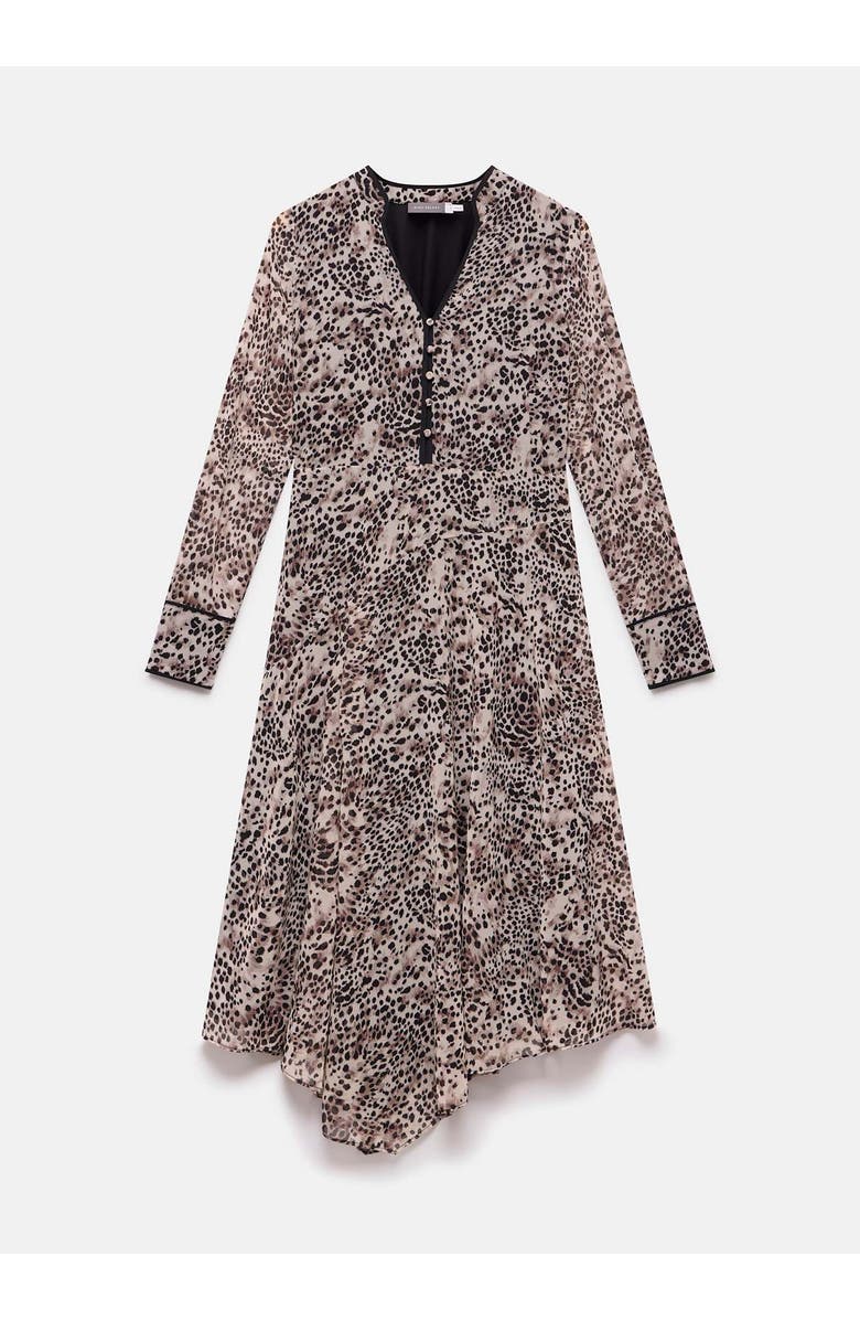 MINT VELVET Animal Print Asymmetric Midi Dress, Alternate, color, Brown