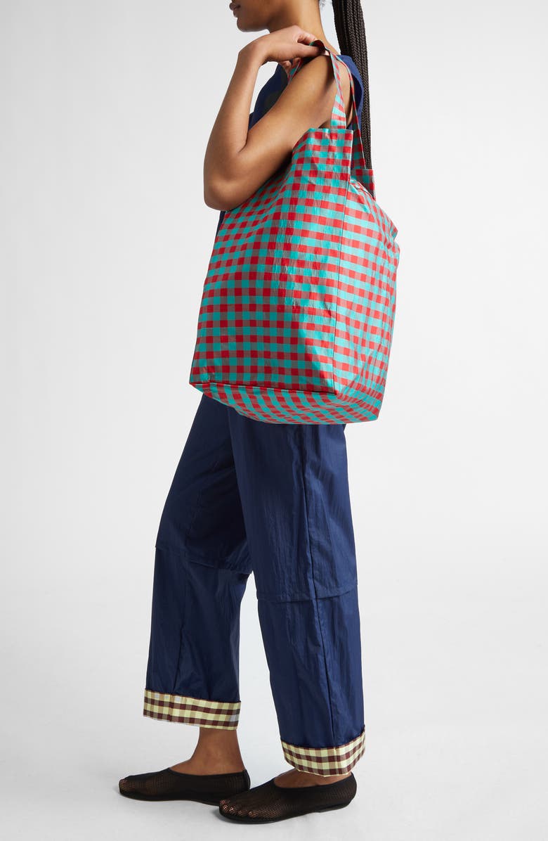COMING OF AGE XL Everyday Gingham Silk Taffeta Tote, Alternate, color,