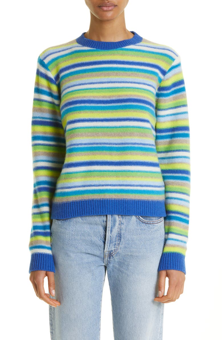 The Elder Statesman Vista Stripe Cashmere Sweater, Main, color,