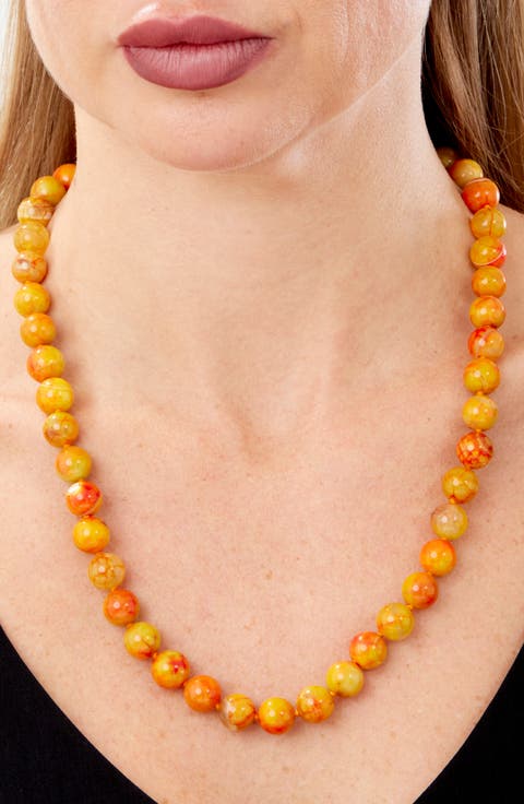 Orange Agate Bead Necklace