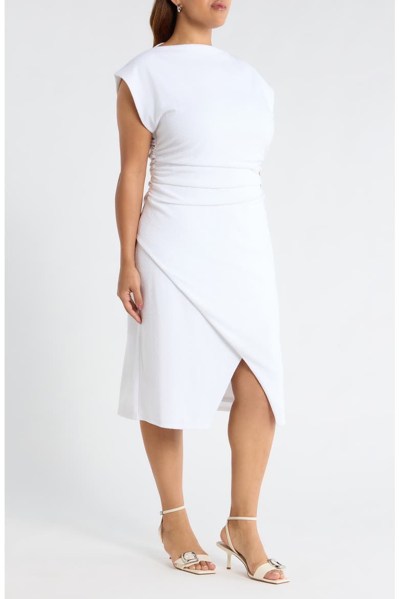 Cap Sleeve Ruched Dress, Alternate, color, WHITE