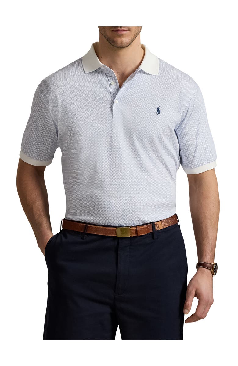 Polo Ralph Lauren Big & Tall Soft Touch Geometric Print Polo Shirt, Main, color, Crescent Toss White