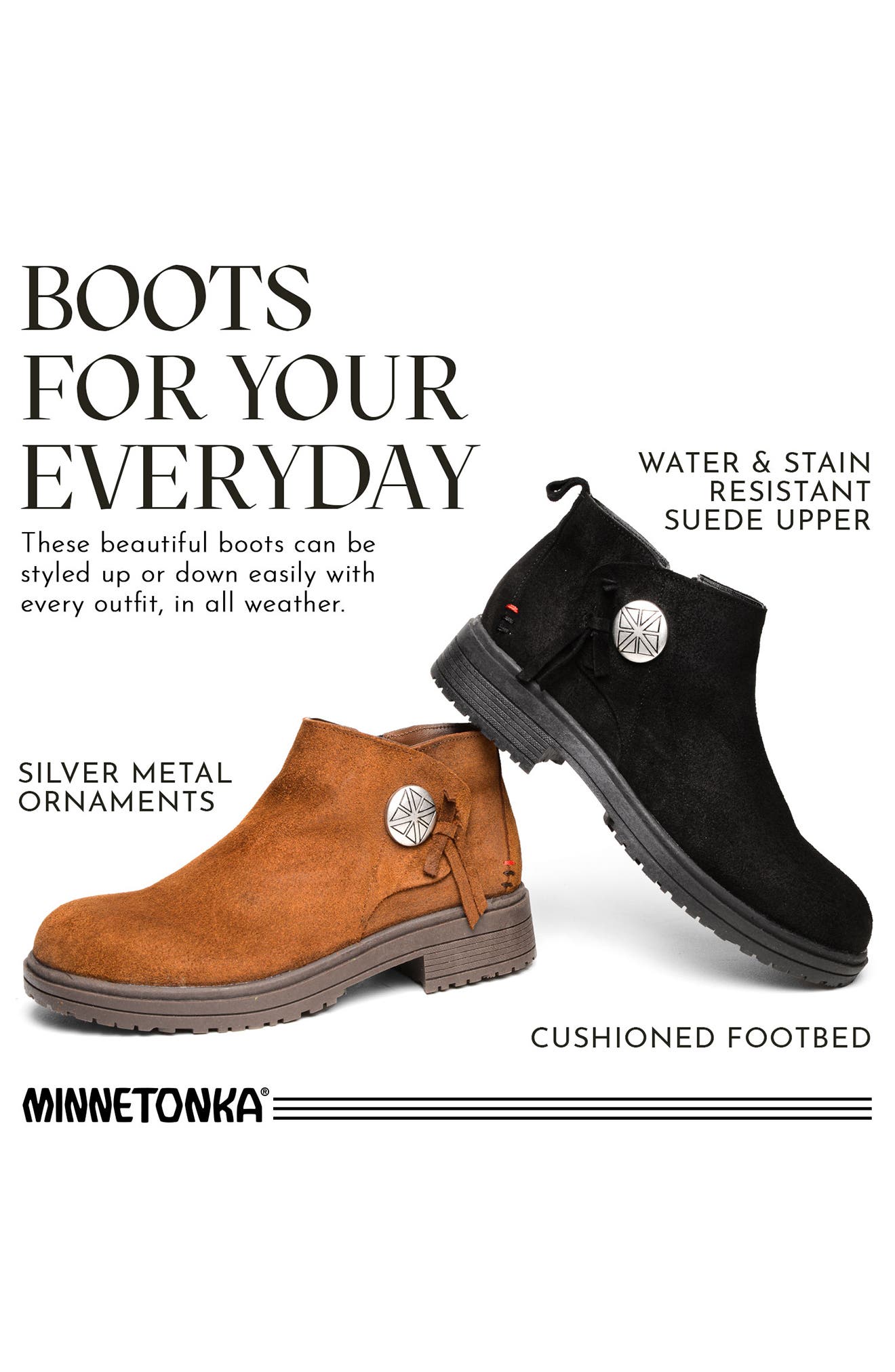 Minnetonka Joyelle Bootie, Alternate, color, Black