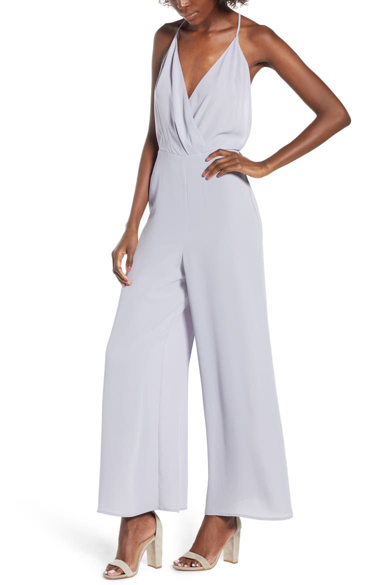 Surplice Jumpsuit, Main, color, GREY LILAC
