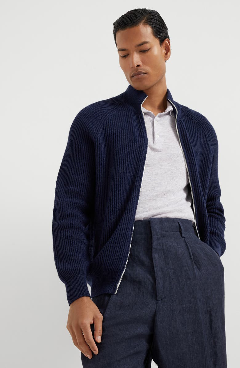Brunello Cucinelli Zip-front cardigan, Alternate, color, 