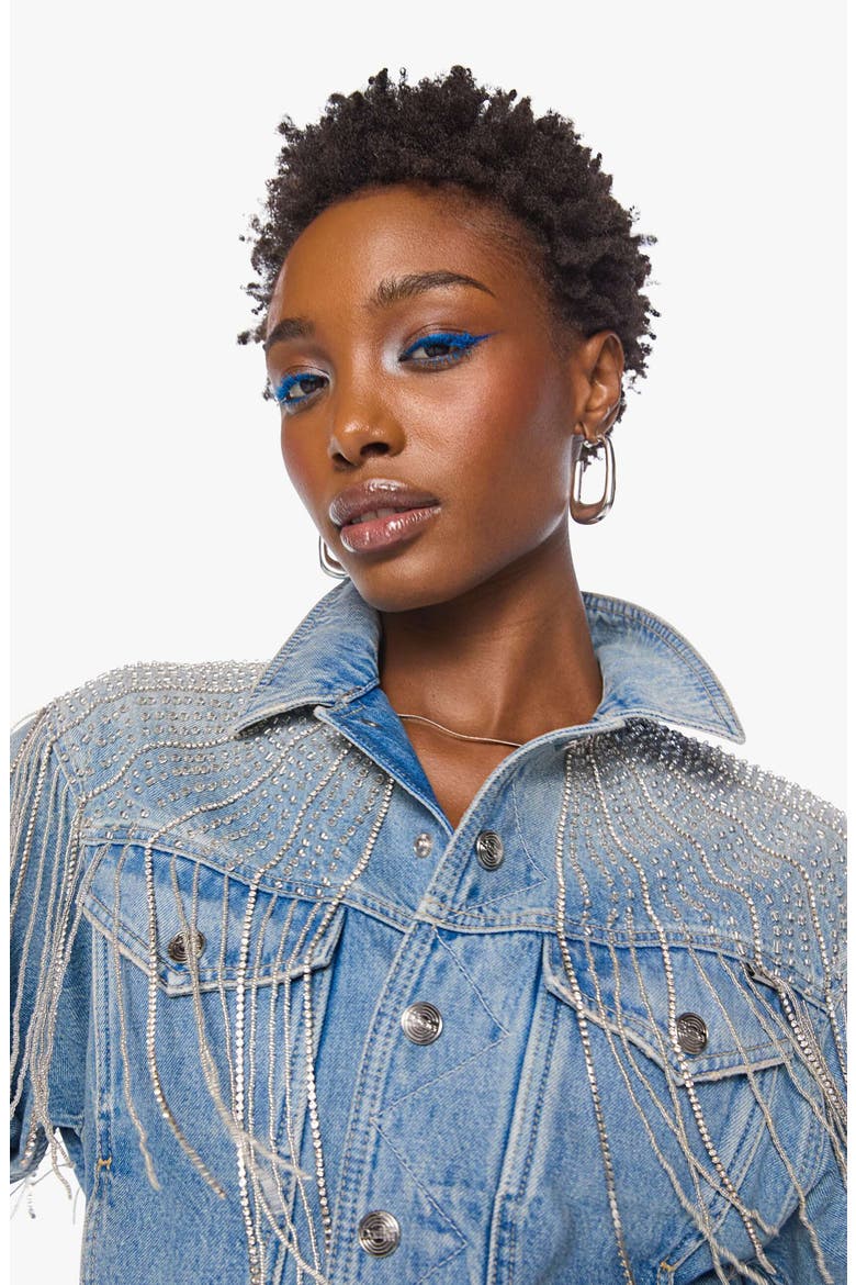 The Fly Away Cropped Denim Jacket, Alternate, color, SPARKLE EMERGENCY KIT
